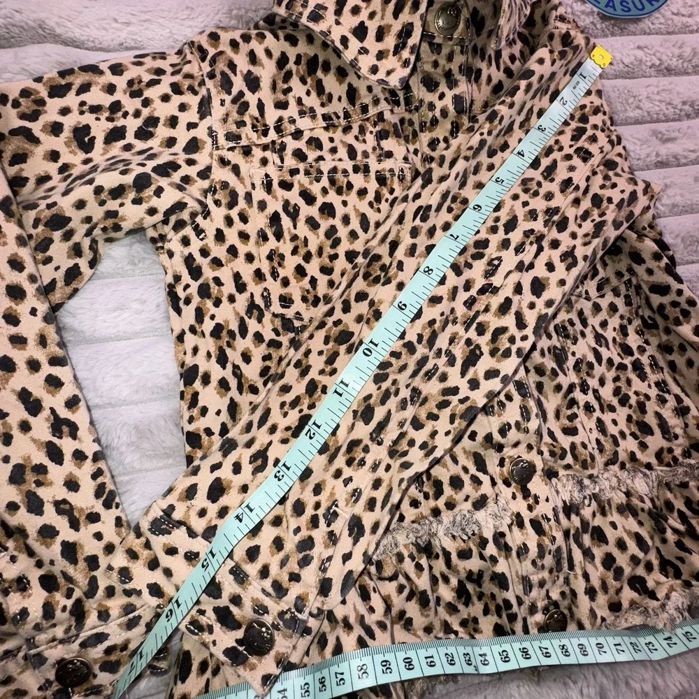 Hello Kitty Girls Size 6 Leopard‎ Print Peplum Stretch Jacket Sequin HK Buttons